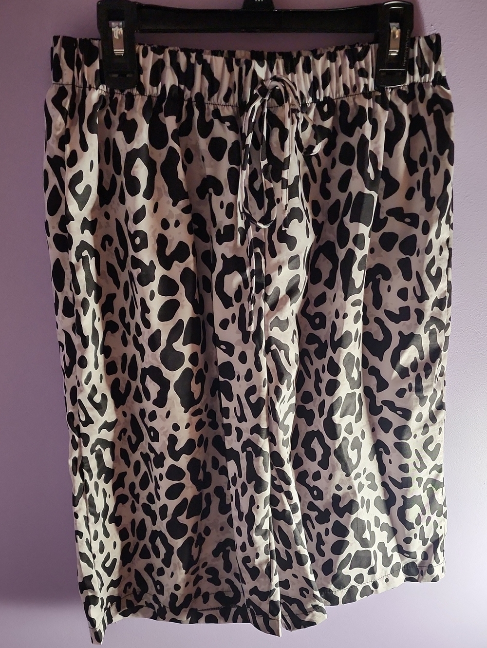 Women's Black and White Animal Print Drawstring Shorts